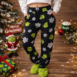 Dr. Seuss Black Pants with White Snowflakes